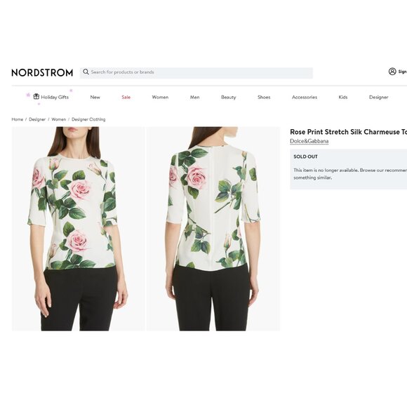 DOLCE & GABBANA Rose Print Stretch-Silk-Blend-Charmeuse Top US XXL = IT 54 $1545 - Picture 3 of 16